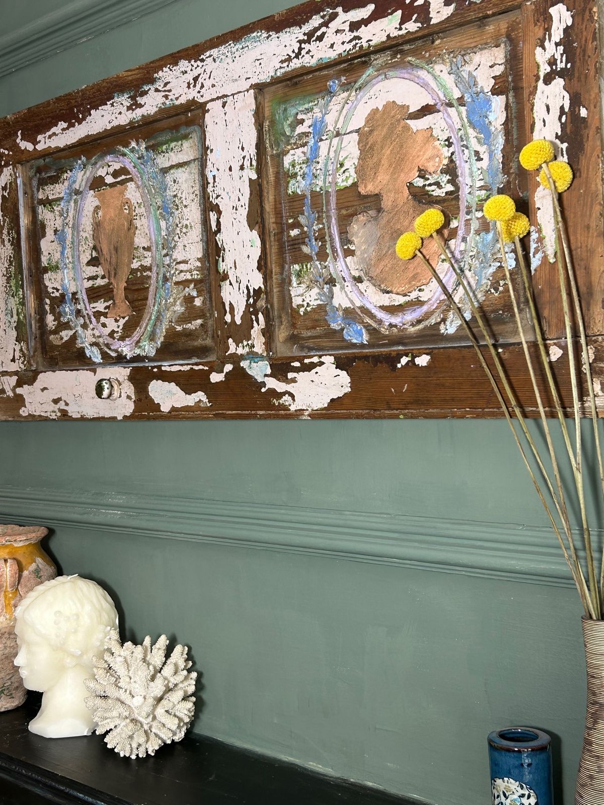 Reclaimed Vintage Door Wall Hanging With Inlaid Versailles Style Panels photo Art