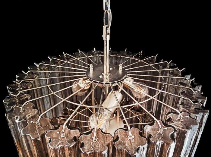 Impressive Three Tier Murano Smoked Glass Tube Chandeliers   52 Glasses photo vintage
