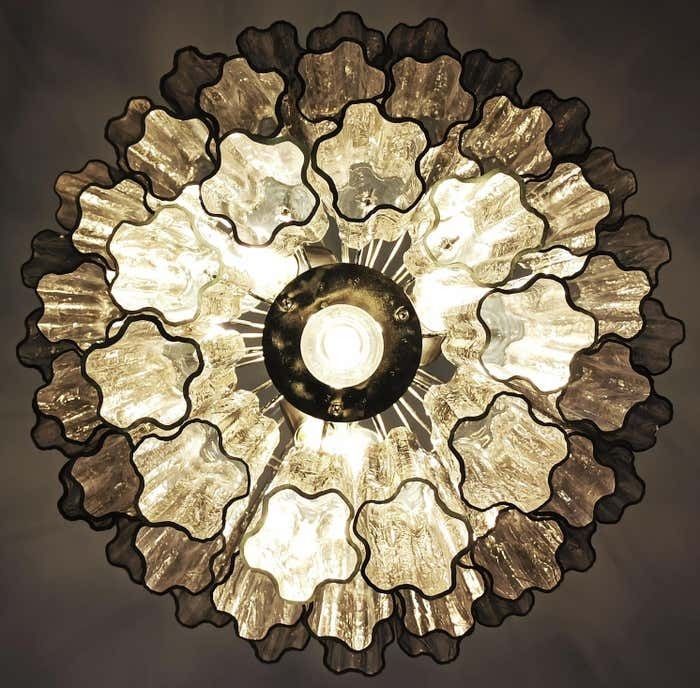 photo vinterior Impressive Three Tier Murano Smoked Glass Tube Chandeliers   52 Glasses
