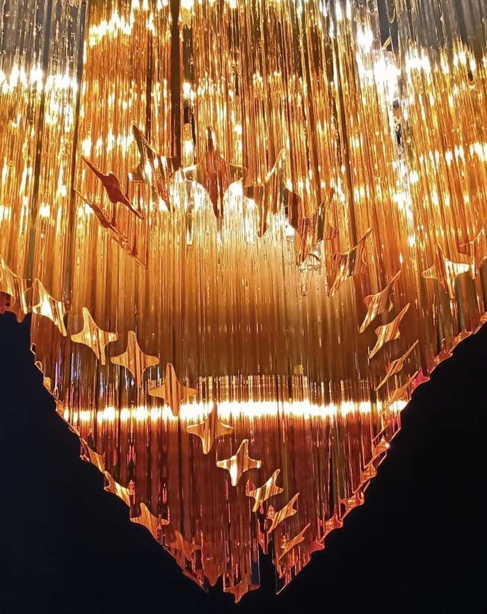Beautiful Quadriedri Murano Glass Chandeliers   114 Shaded Amber Prism photo for sale