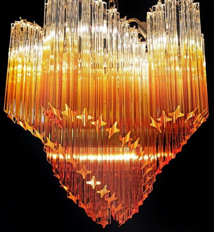 10064.0 Beautiful Quadriedri Murano Glass Chandeliers   114 Shaded Amber Prism photo