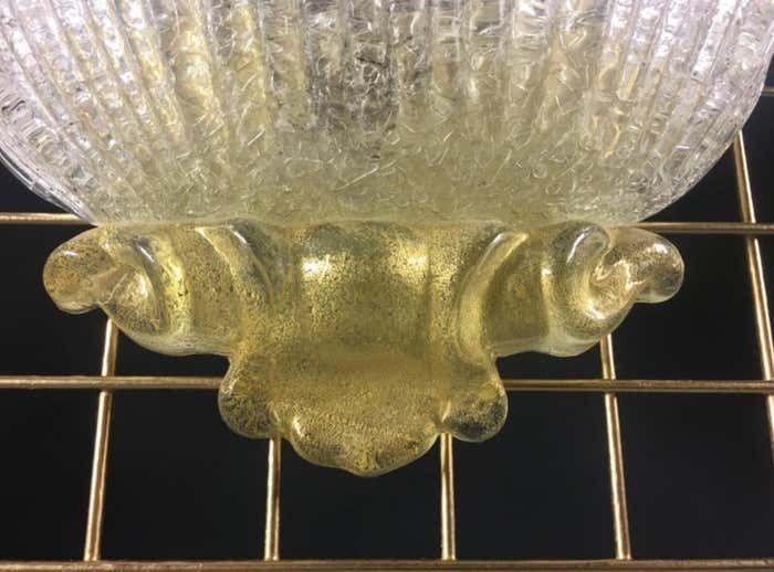 Set Four Sconces Gold Inclusions Barovier & Toso Style, Murano, 1980 photo buy