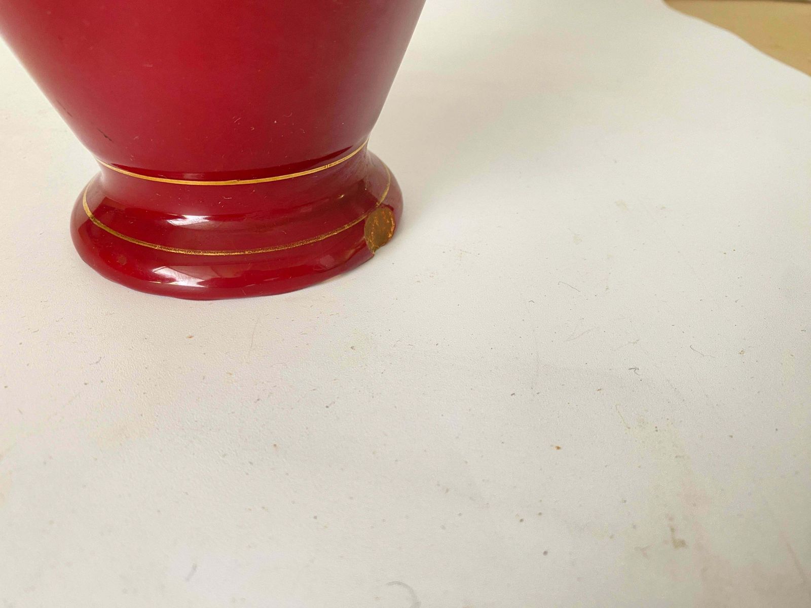 Pair Of Red Cobalt Urns Vase With Ceramic Handles And Gilted Decorations photo furniture