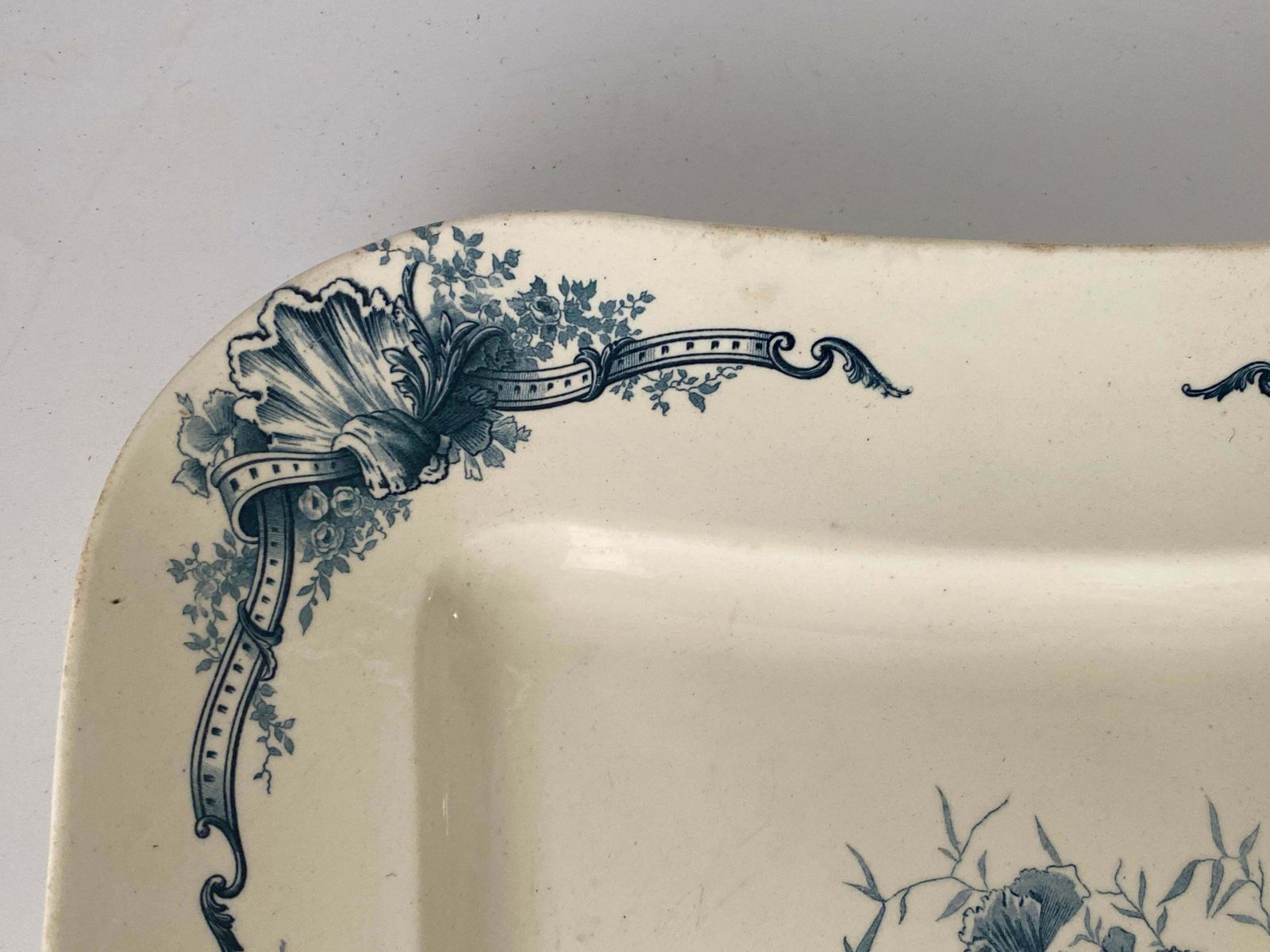 Faience Dish By Terre De Fer With Flowers Decor France 19th Century Signed photo Home Decor