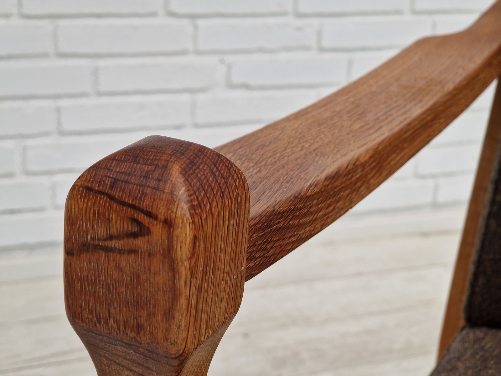 Furniture 1970s, Danish Design, Oak Wood Armchair In Furniture Wool, Oak Wood. photo