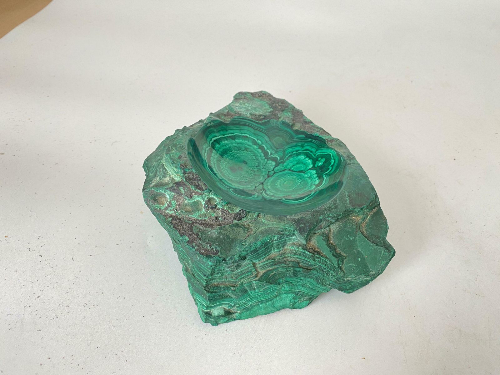 Malachite Ashtray Vide Poche Desk Accessory Green Color Africa 20th Century photo 474.0