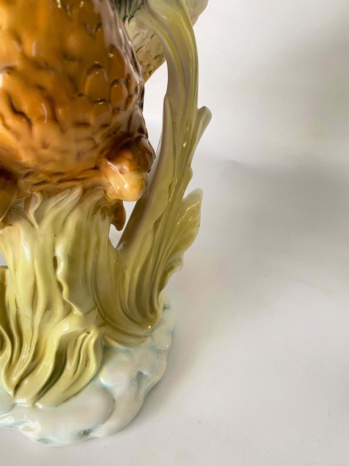 Large 20th Century Ceramic Flying Duck In The Style Of Delphin Massier Brown.. photo Art