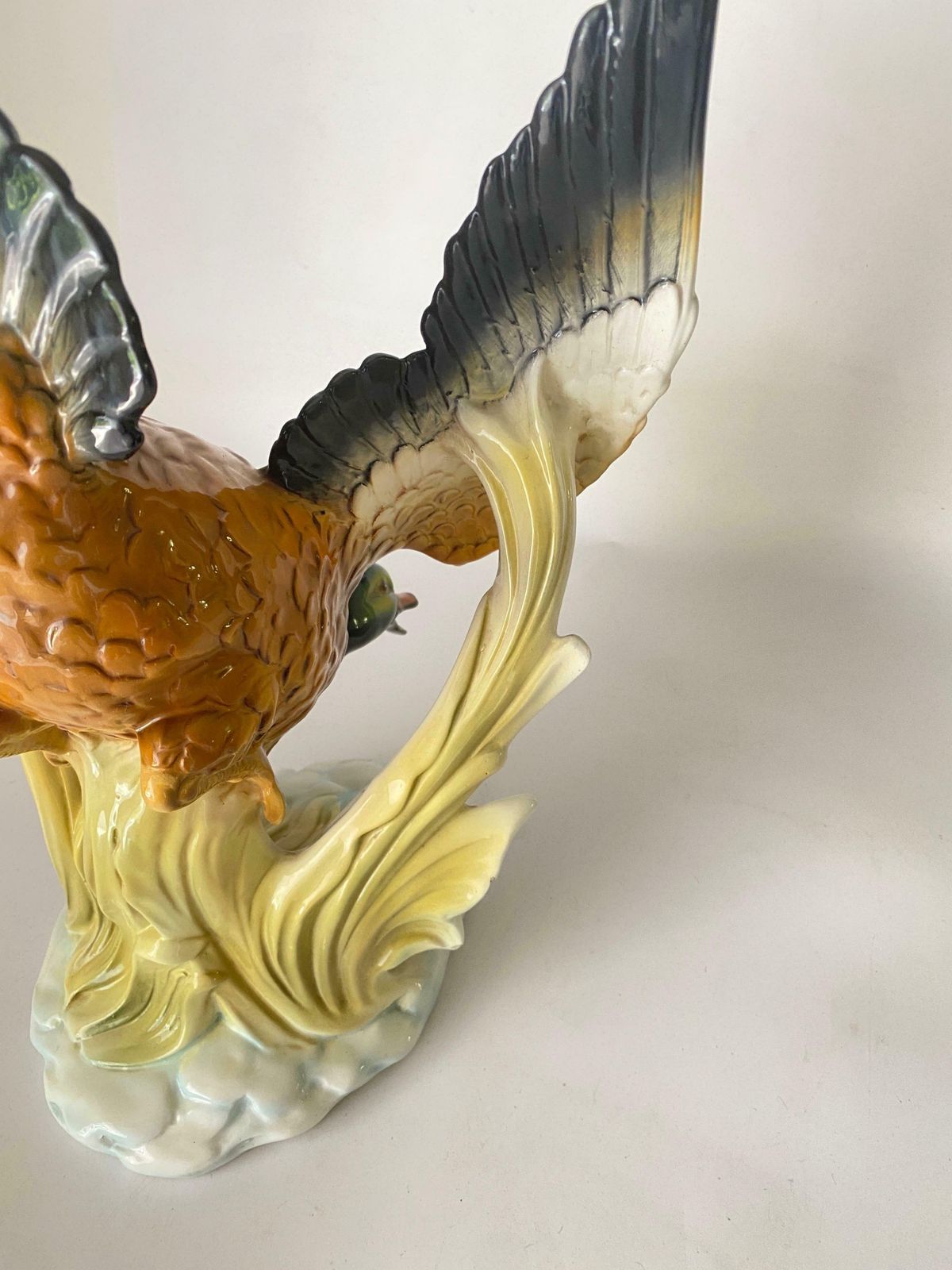 Large 20th Century Ceramic Flying Duck In The Style Of Delphin Massier Brown.. photo 474.0