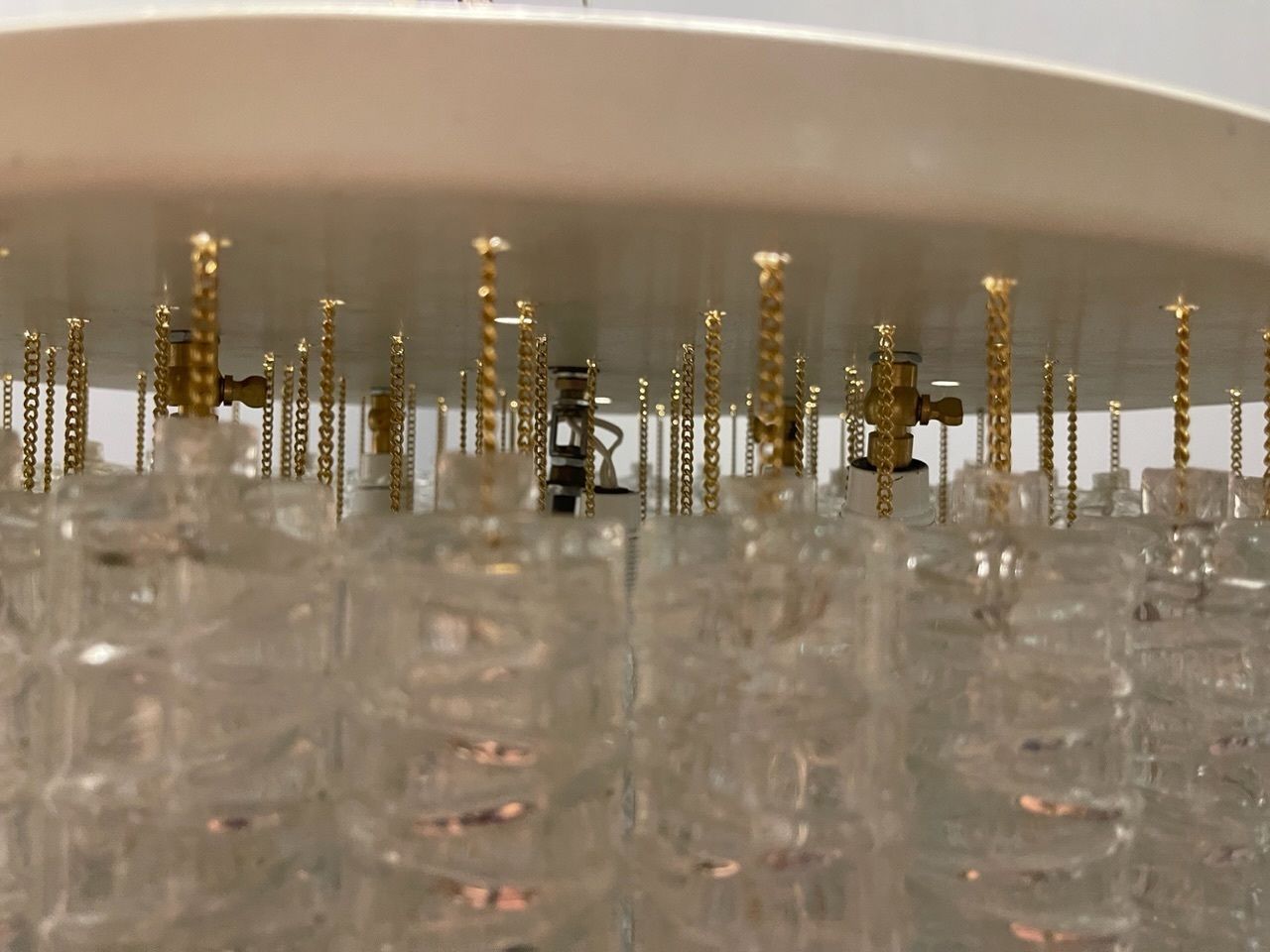 Italian Large Murano  Glass Textured Tube Chandelier By Toni Zuccheri photo vinterior