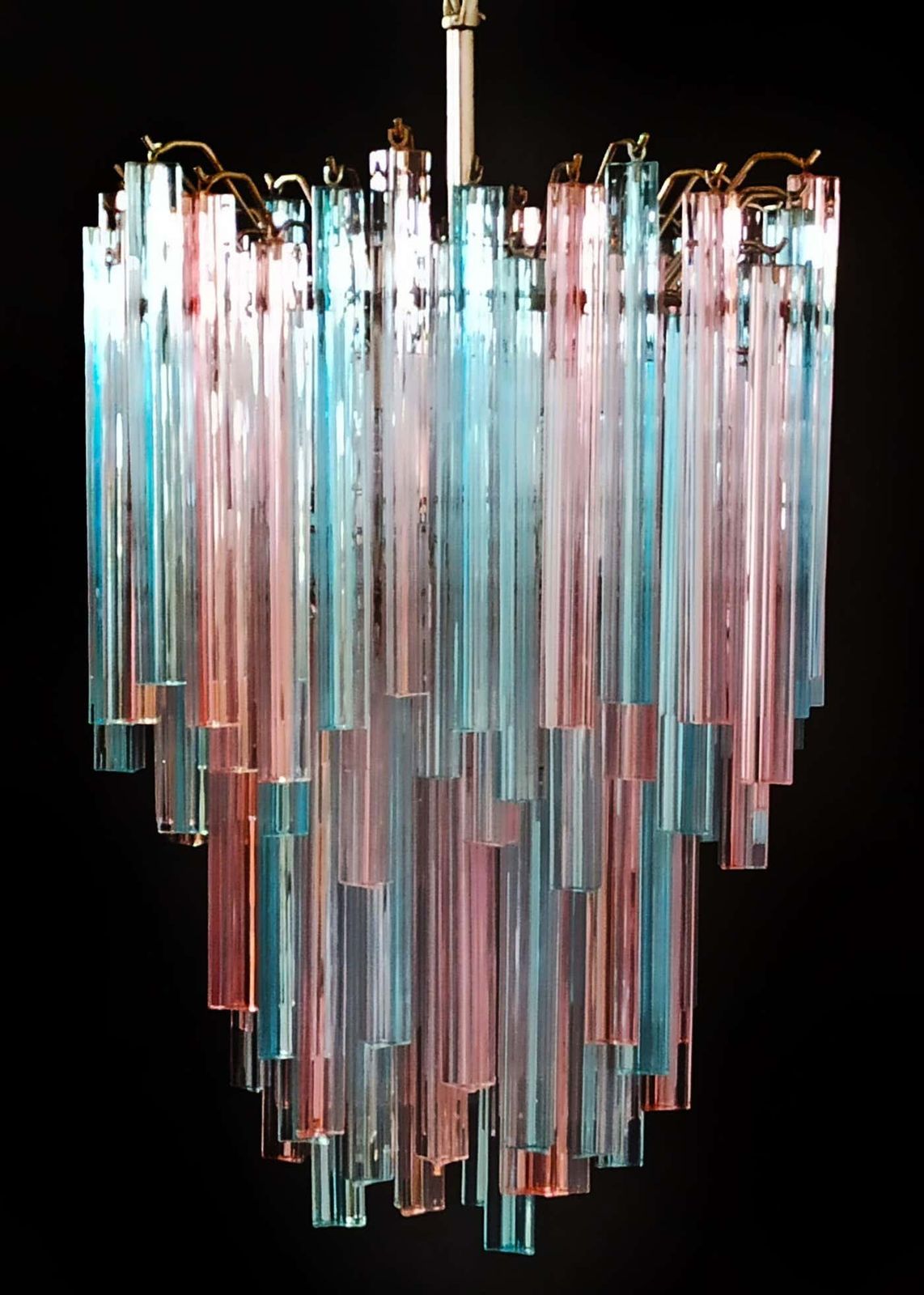 Elegant Murano Chandeliers Triedri – 92 Prism   Multicoloured Glasses photo Lighting