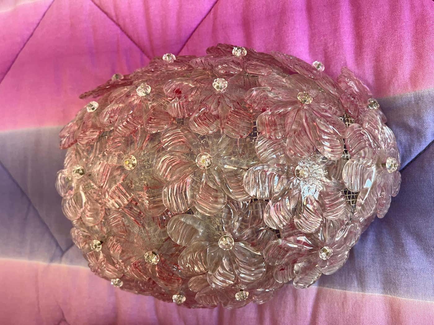 Pair Of Venetian Glass Rose Wall Lamps , Murano, 1980s photo Lighting
