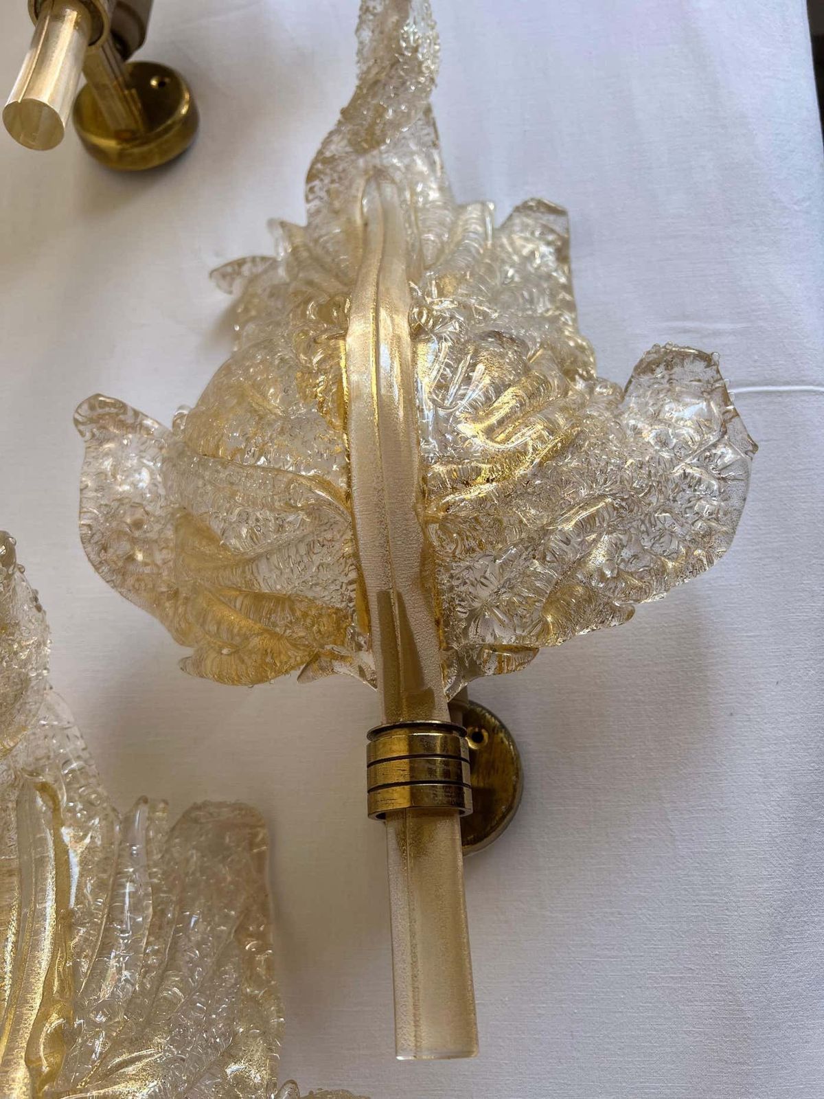 photo buy Luxurious Pair Of Wall Lamps By Barovier & Toso, Murano, 1980s