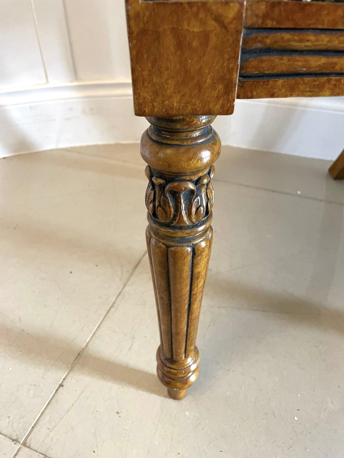 Unusual Set Of 8 Quality Antique Decorated Faux Birds Eye Maple Dining Chairs photo vinterior