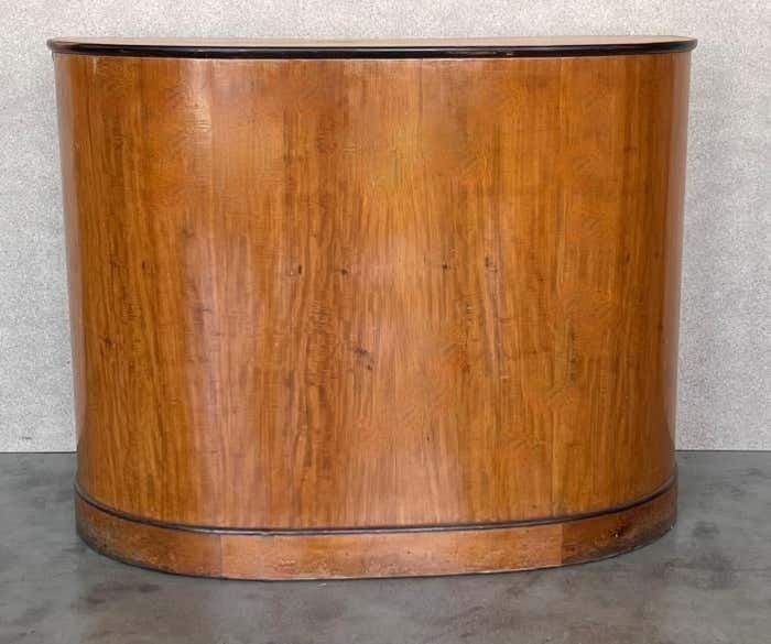 Art Deco Demilune Burl Walnut And Ebonized Credenza With Doors And photo vinterior