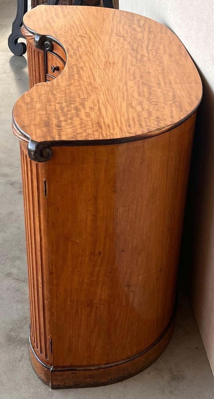 photo furniture Art Deco Demilune Burl Walnut And Ebonized Credenza With Doors And