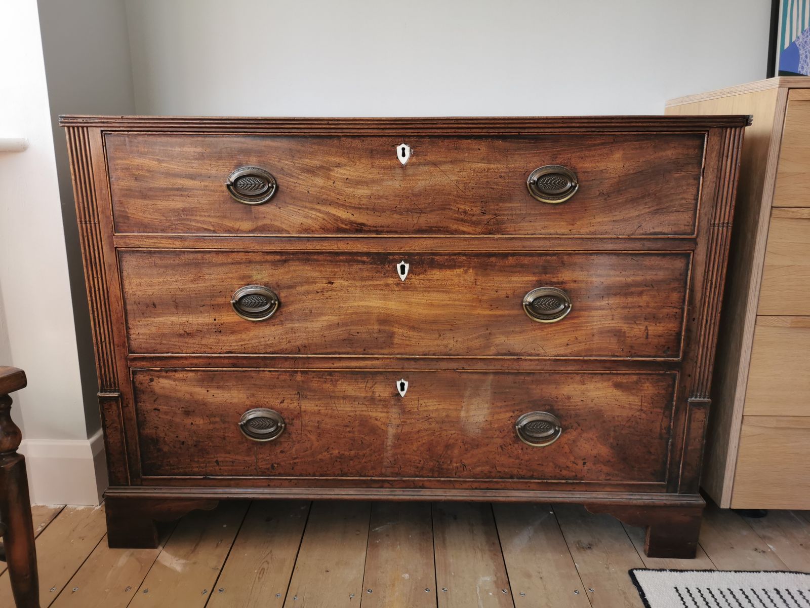 Antique Mahogany Chest Of Drawers With Brass Handles photo furniture