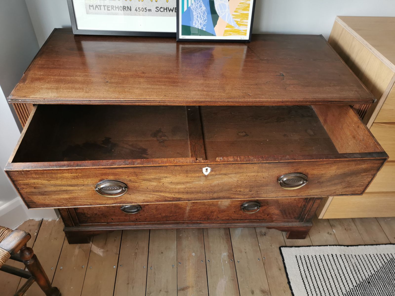 Antique Mahogany Chest Of Drawers With Brass Handles photo for sale