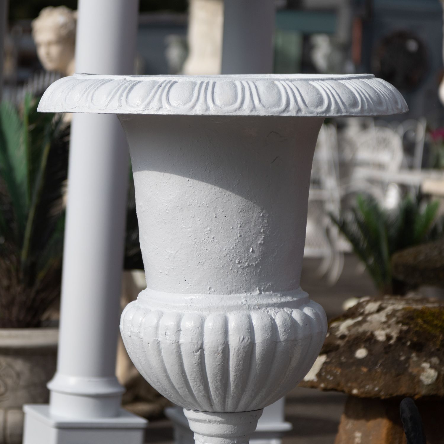 Pair Of Large White Cast Iron Urns photo Garden Decor