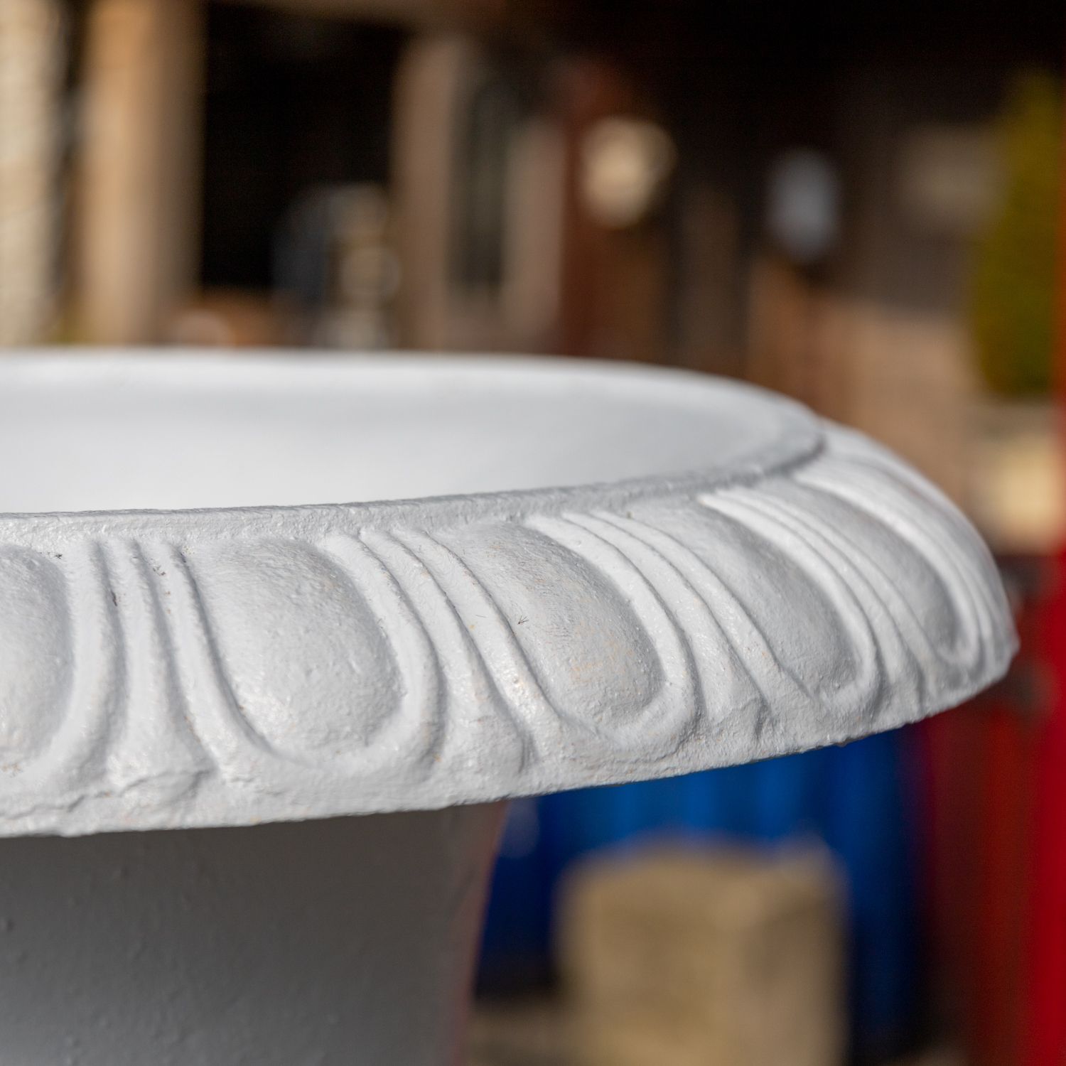 Pair Of Large White Cast Iron Urns photo vinterior