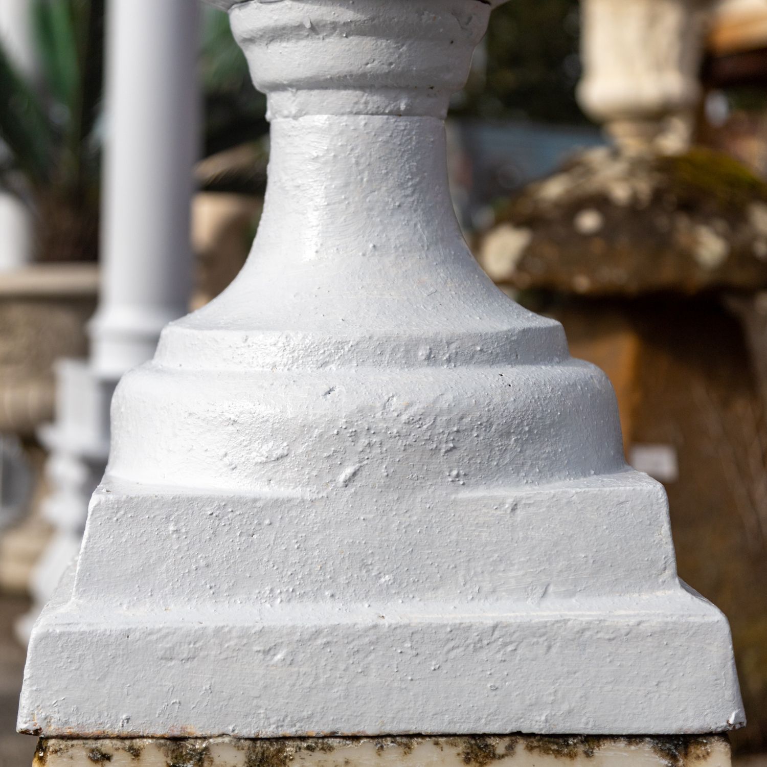 Pair Of Large White Cast Iron Urns photo vintage