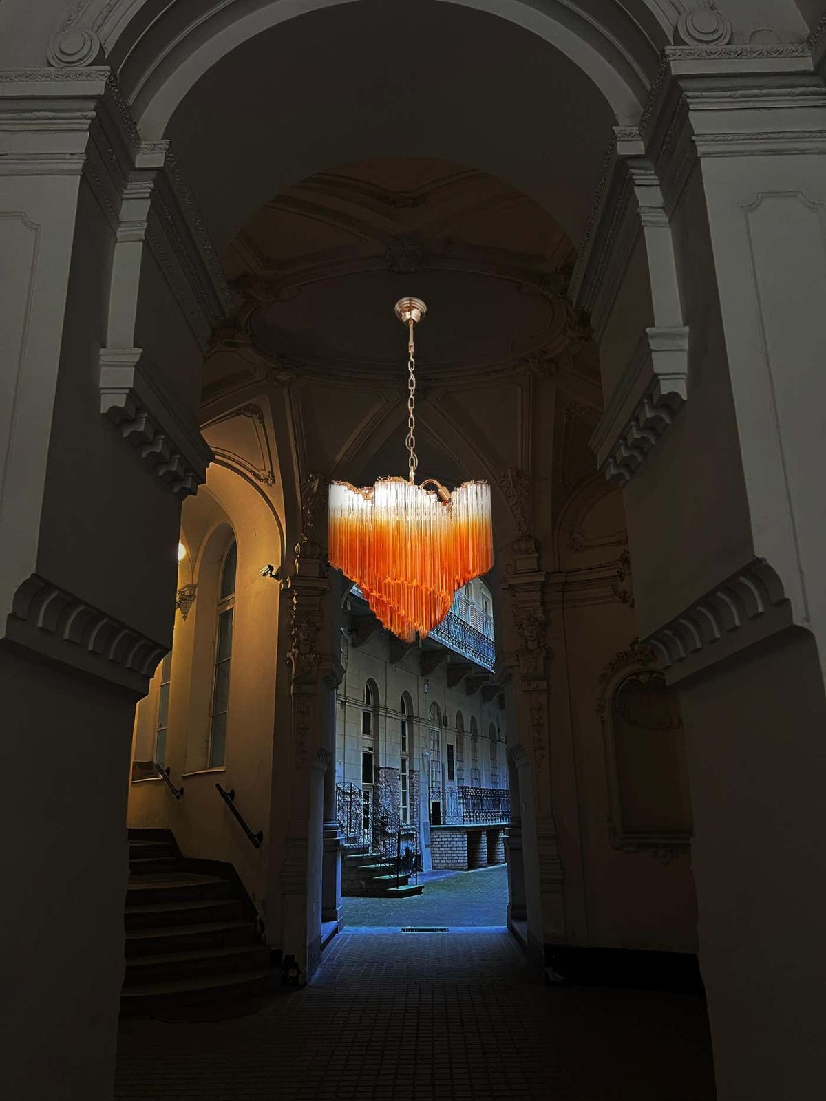 Beautiful Quadriedri Murano Glass Chandelier   114 Shaded Amber Prism photo 5027.0