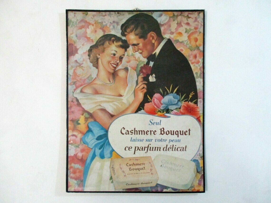 Large Vintage French Soap Advertising Sign | Cashmere Bouque