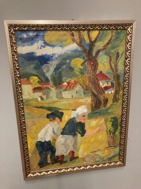 Peasant Painting Giuseppe Serafini Montelupo Fiorentino Oil On Cardboard Year 1973 photo furniture