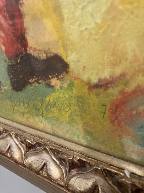 Peasant Painting Giuseppe Serafini Montelupo Fiorentino Oil On Cardboard Year 1973 photo buy