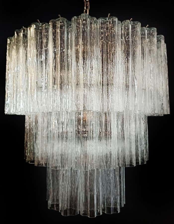 Beautiful Large Three Tier Murano Glass Tube Chandeliers   52 Glasses photo vinterior
