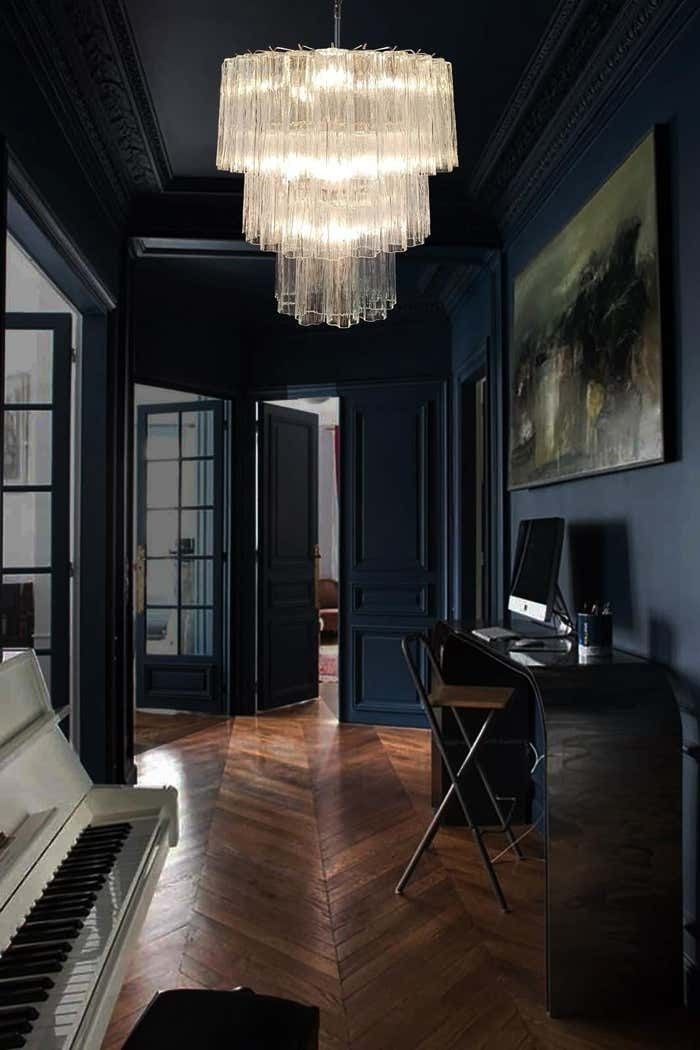 photo for sale Beautiful Large Three Tier Murano Glass Tube Chandeliers   52 Glasses