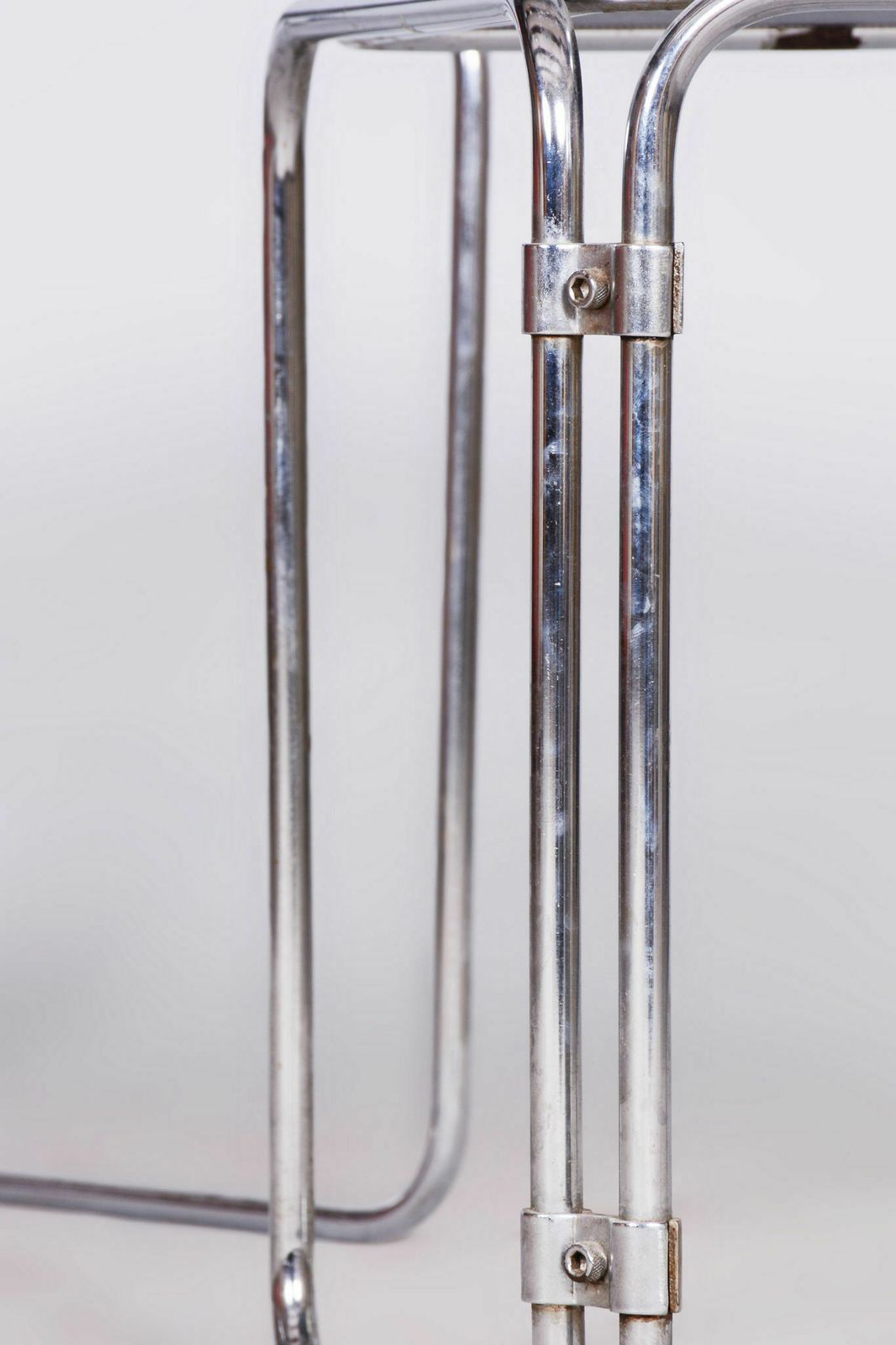 Restored Midcentury Nesting Tables, Chrome Plated Steel, Glass, Czechia, 1960s photo Furniture