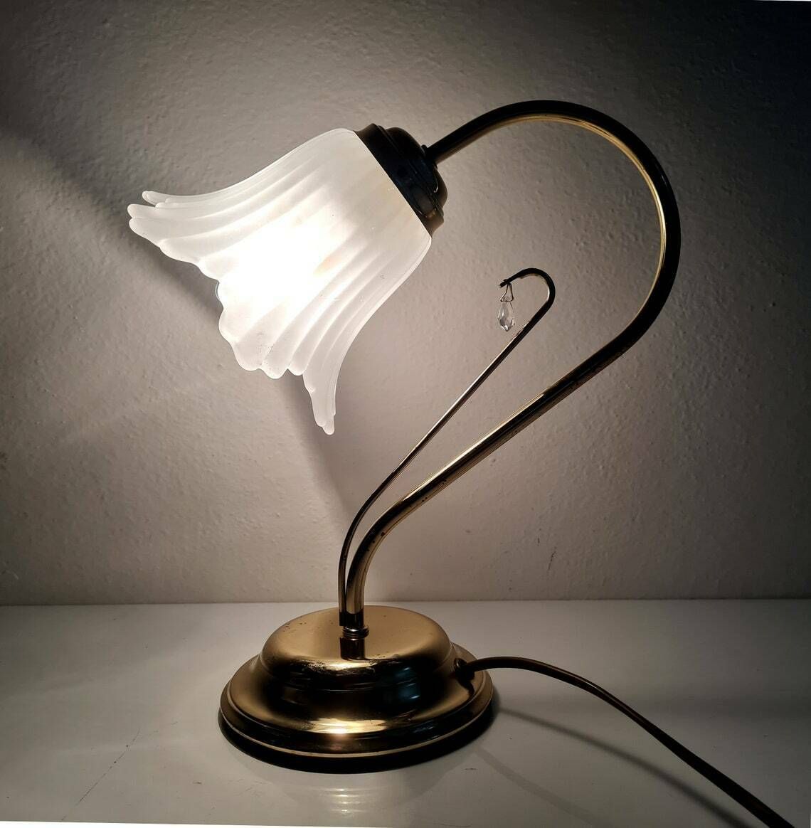 Vintage Hollywood Regency Brass Table Lamp Retro Mid Century Modern Lamp Made In Italy photo furniture