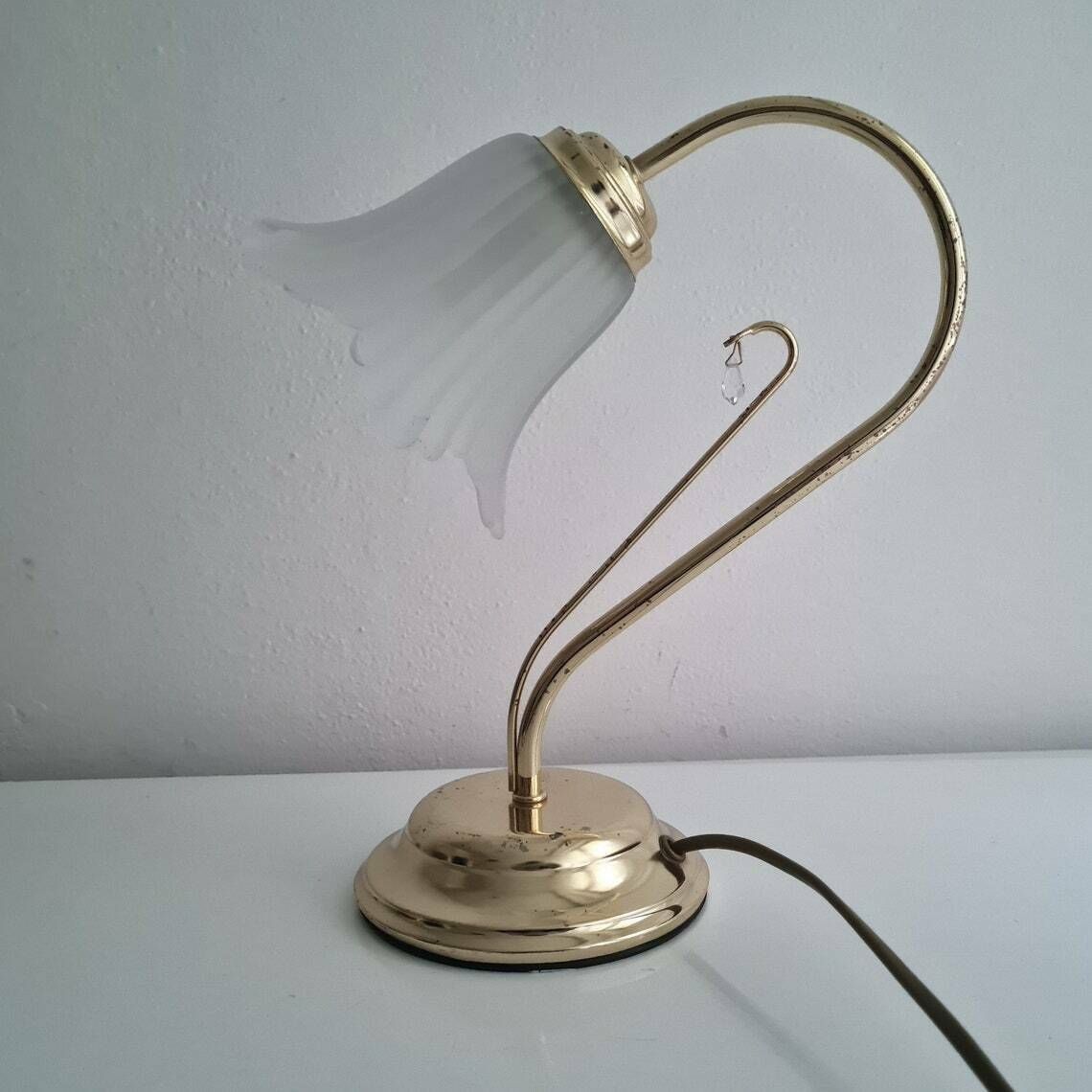 photo for sale Vintage Hollywood Regency Brass Table Lamp Retro Mid Century Modern Lamp Made In Italy