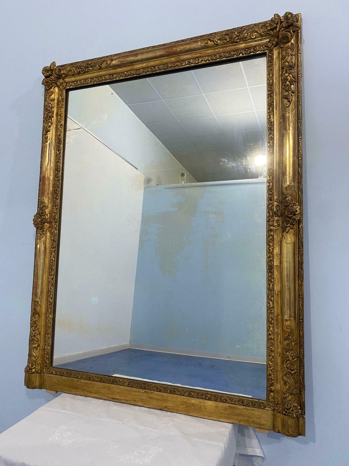 Antique French Mirror Gilded With Gold Leaf From The Napoleon III Era, 1870 photo furniture