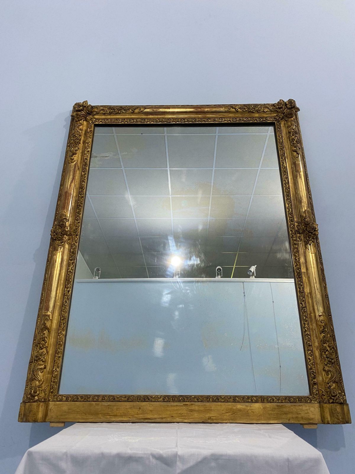 Antique French Mirror Gilded With Gold Leaf From The Napoleon III Era, 1870 photo for sale