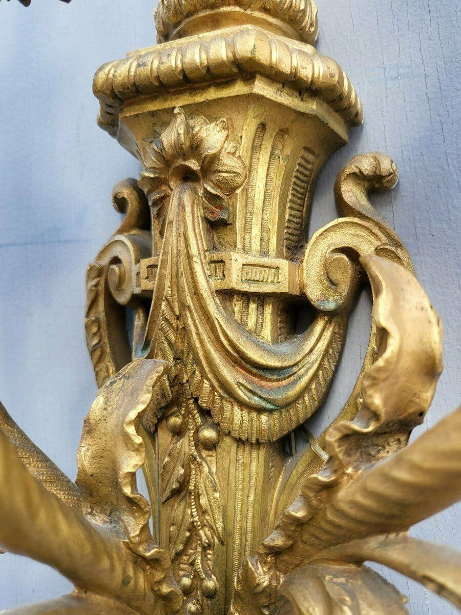 Pair Of Louis XVI Gilt Bronze Sconces, Xixth Century photo for sale