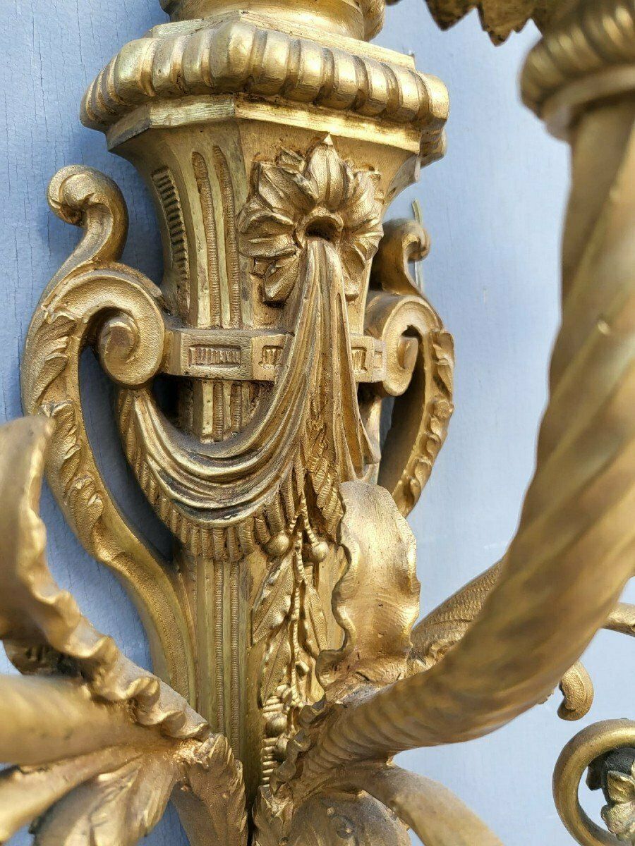 Lighting Pair Of Louis XVI Gilt Bronze Sconces, Xixth Century photo