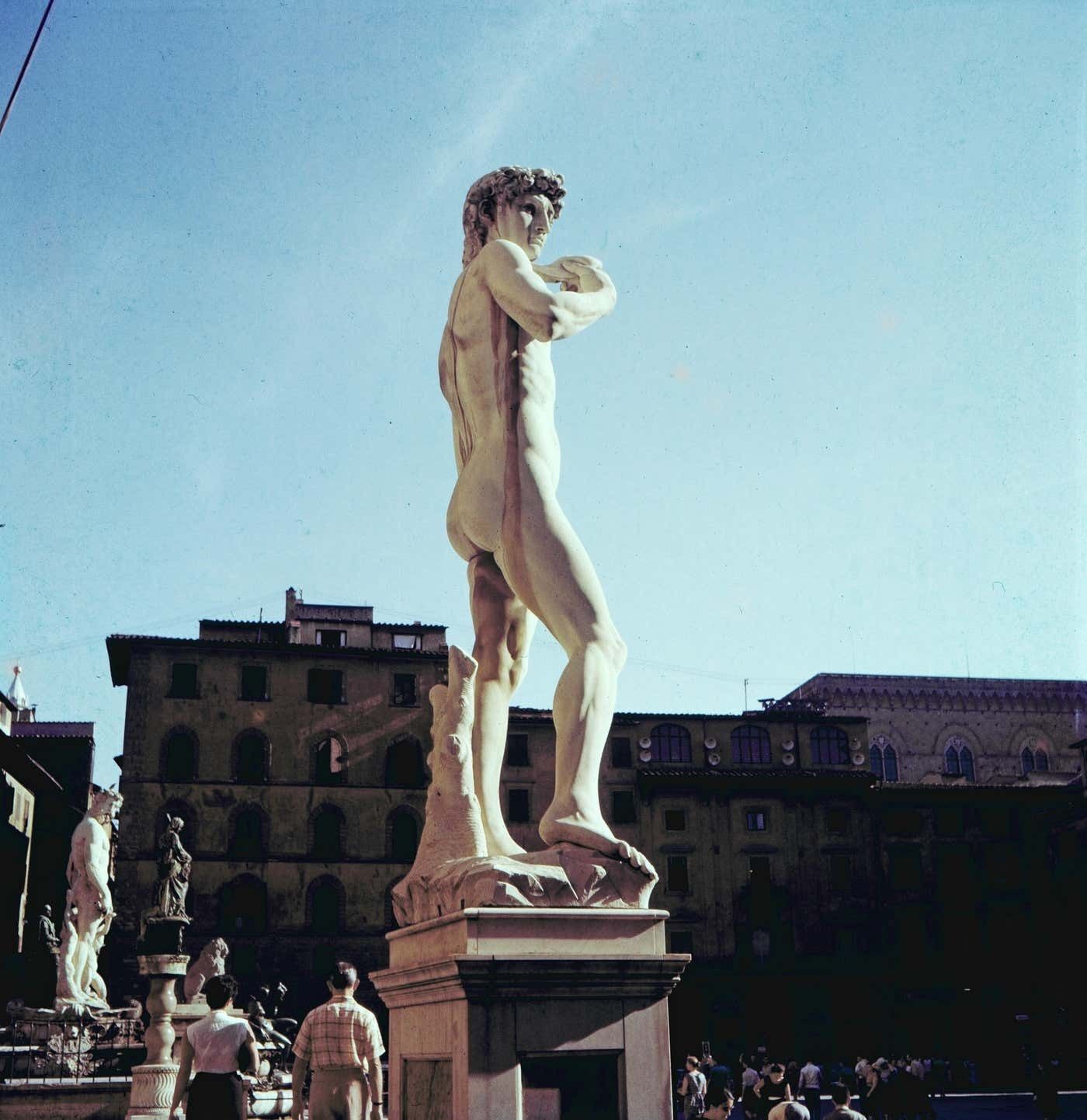 Italy In 1956   David   Piazza Della Signoria, Florence