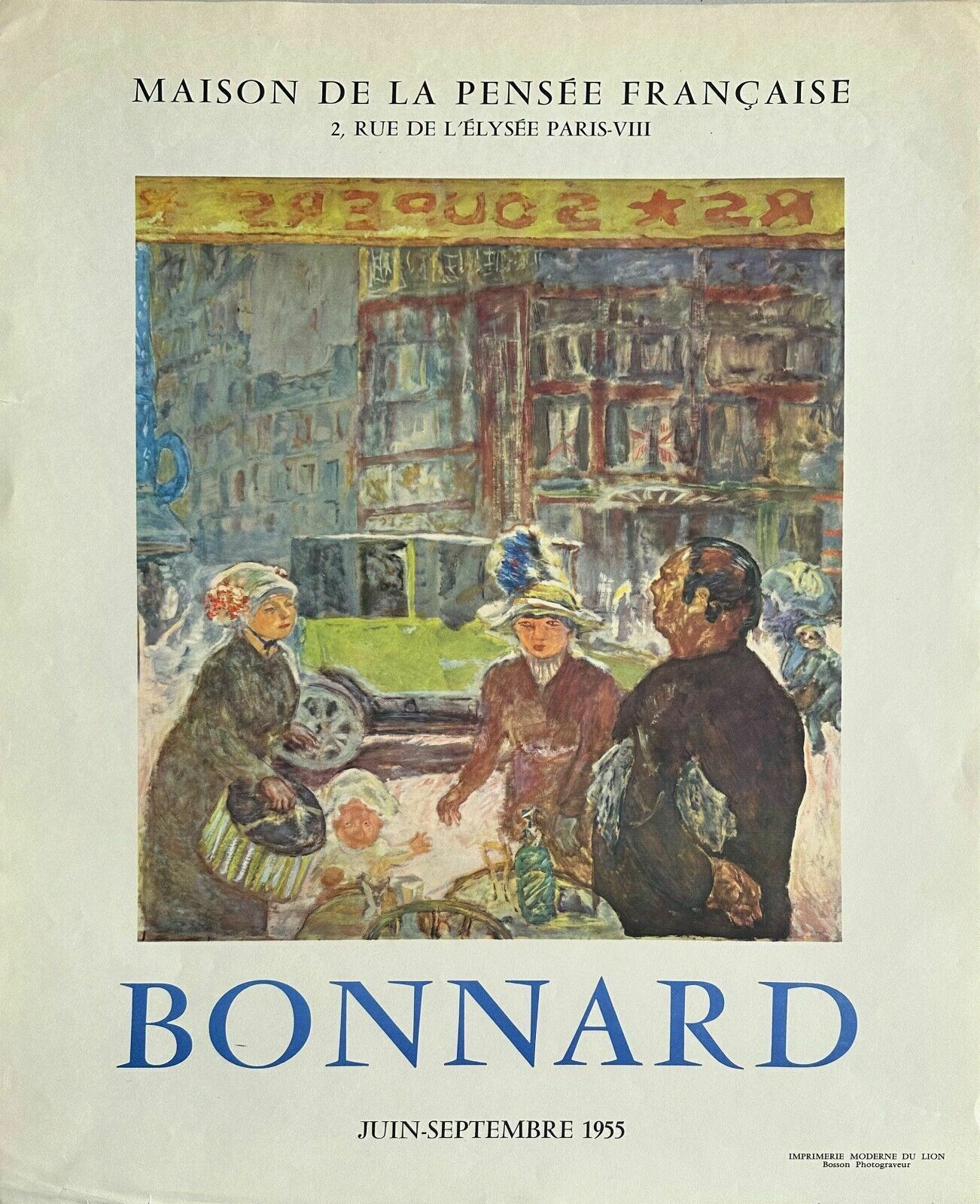 Pierre Bonnard   Poster Vintage Poster Expo 1955 House Of French Thought