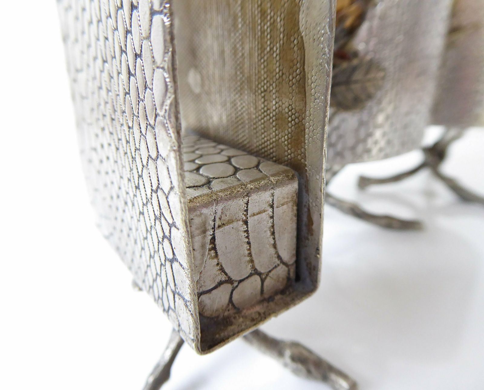 French Art Nouveau Mantlepiece Set | Match Holder And Candle Holders | Faux Bois And Snakeskin photo buy