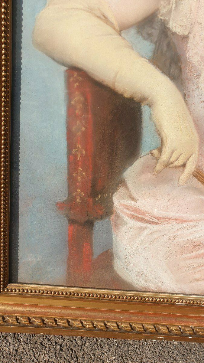 J Frappa, Portrait Of Young Woman, Pastel, Xixth Century photo vinterior