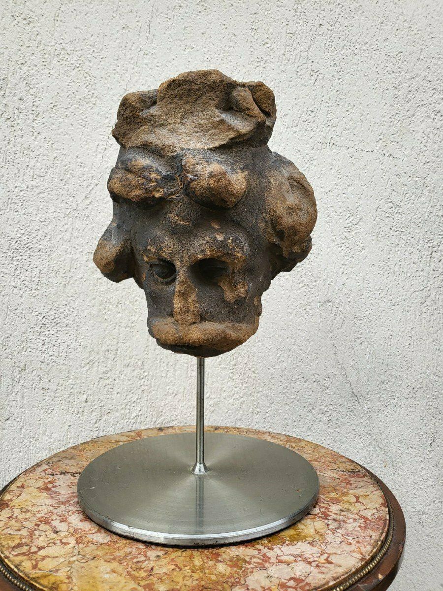 Stone Head Sculpture, United Kingdom, Xviith Century photo for sale