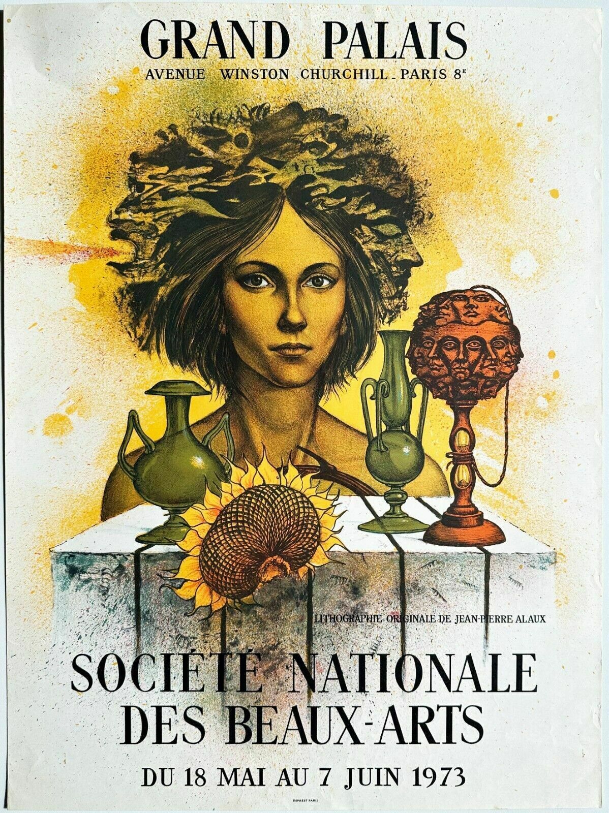 Jean Pierre Alaux   Lithographic Poster Poster Expo 1973 Paris Deprest