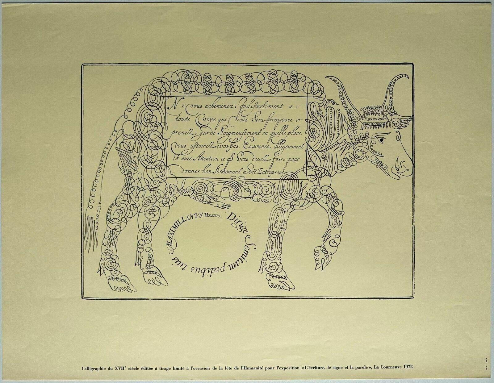 Vintage Animalia Calligraphy Poster 1972 Poster