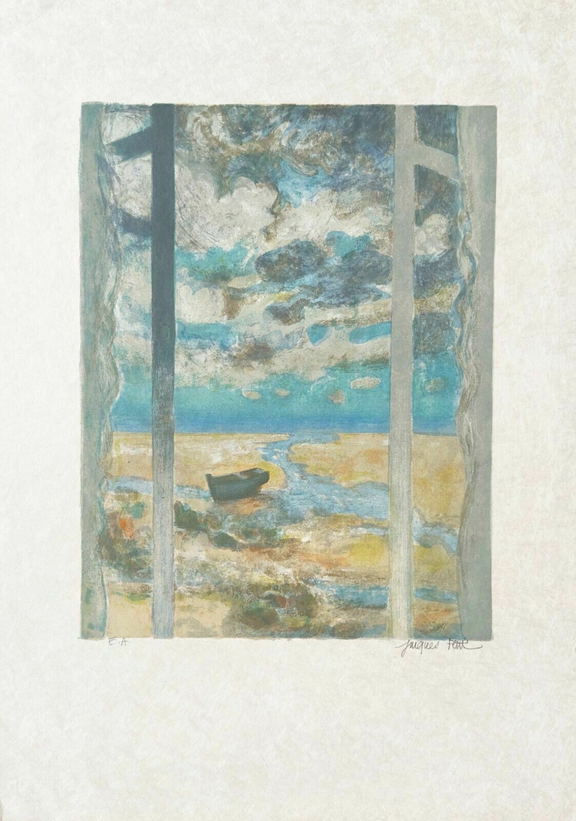 Jacques Petit   Lithograph Signed On Japan Landscape France Sea School Of Paris