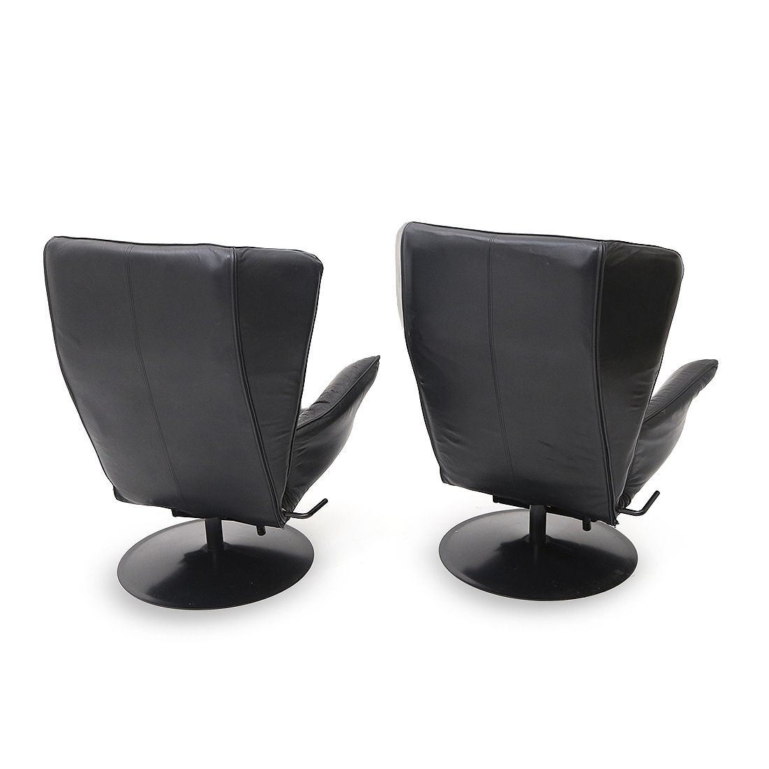 Pair Of Reclining Black Leather Armchairs, 1970s photo Furniture
