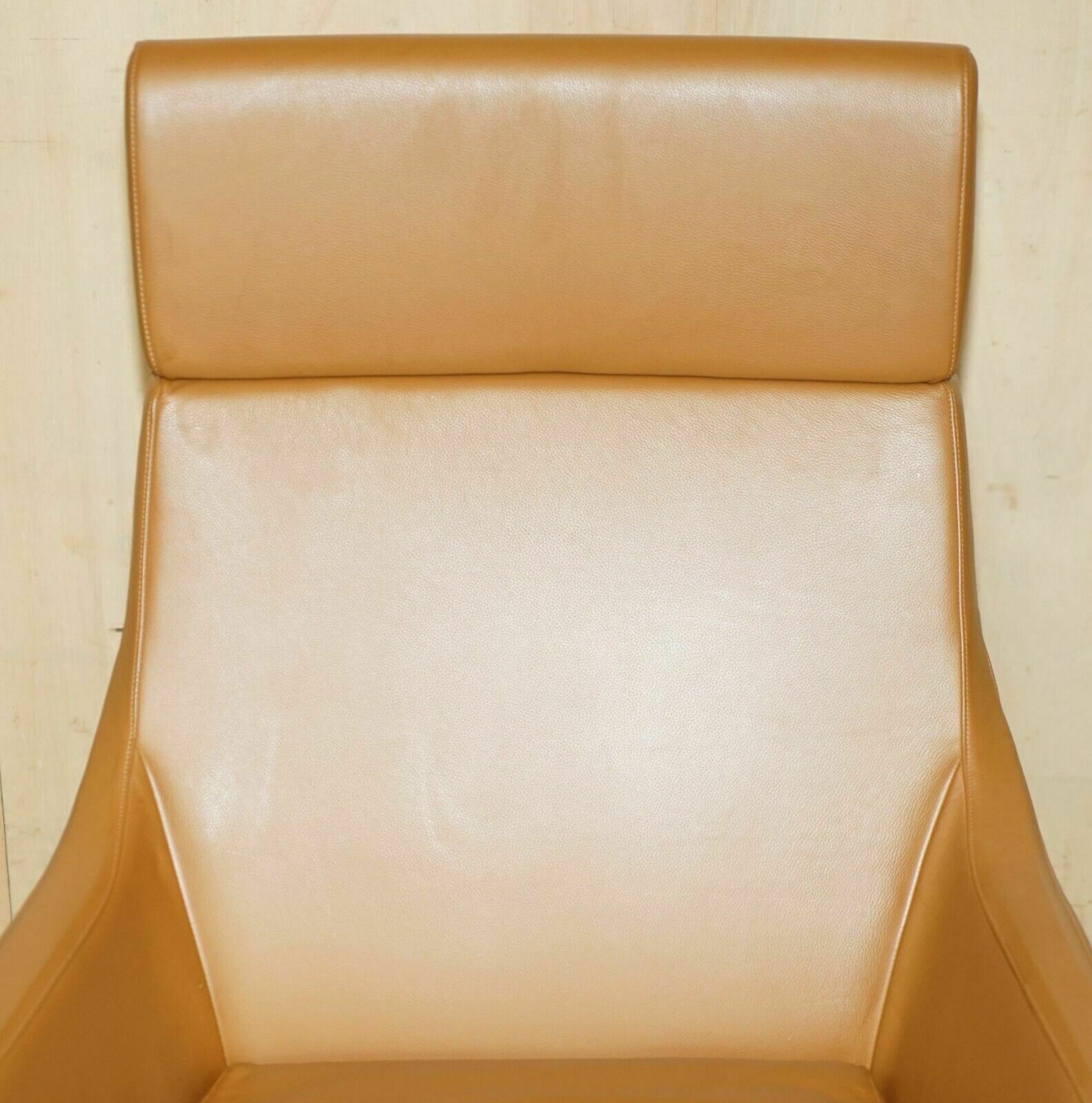 Bob Anderson Jill Cognac Brown Leather Jill Lounge Armchair And Ottoman Footstool photo 3750.0