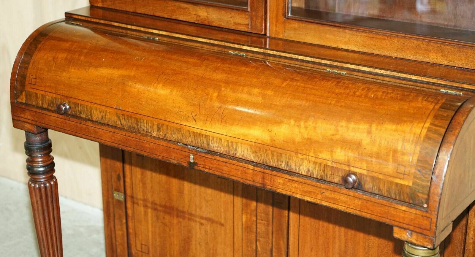 Furniture Antique Victorian 1860 Walnut Scriban Bureau Bookcase Must See Pictures photo