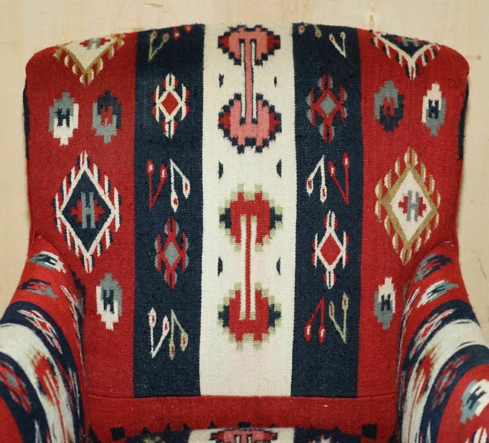 Rare Original Victorian Howard & Sons Bridgewater Armchair With Kilim Upholstery photo vinterior