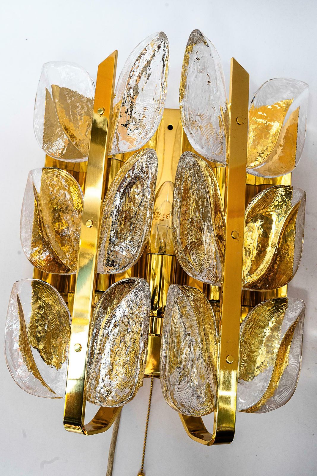 Two Mid   Century Modern "Florida" Wall Lamps By Kalmar, Glass And Brass, 1970s photo Lighting